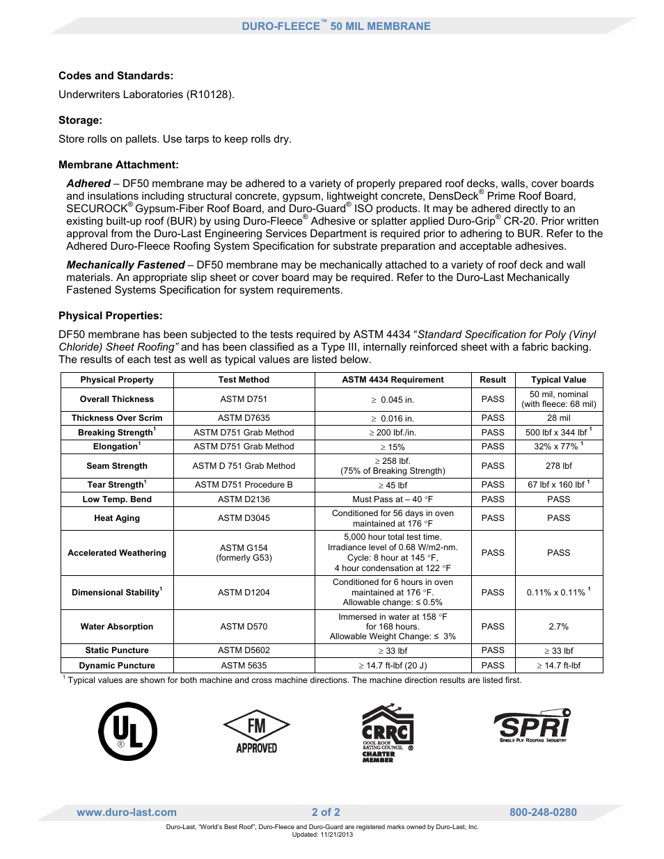 Duro-Last DF50 Membrane User Manual | Page 2 / 2