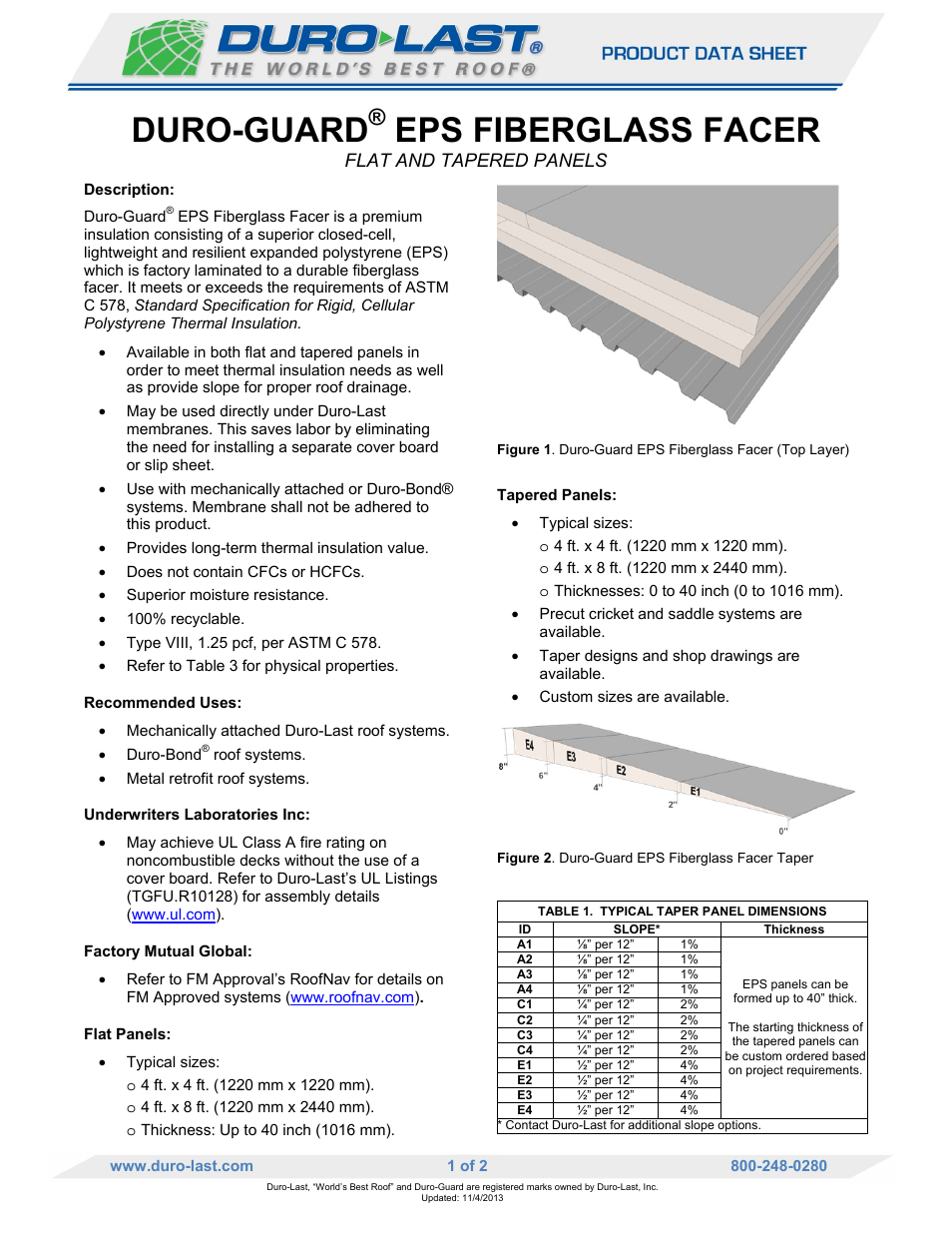 Duro-Last EPS Fiberglass Facer User Manual | 2 pages