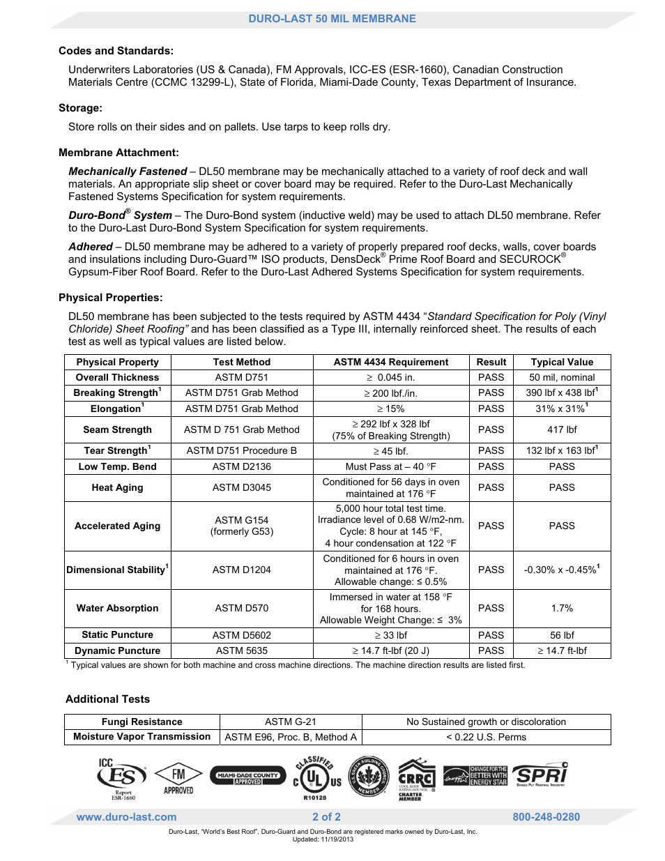 Duro-Last DL50 Membrane User Manual | Page 2 / 2