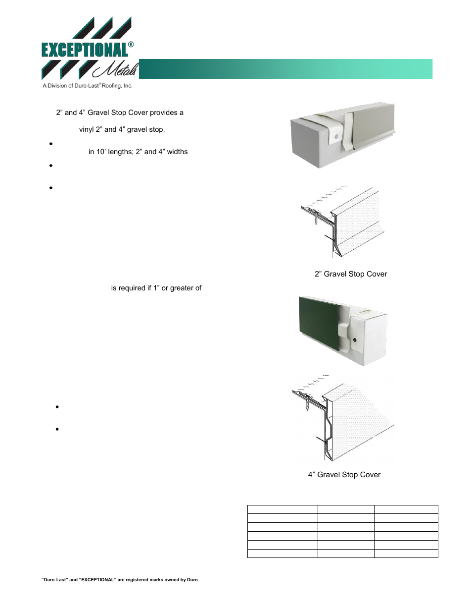 Duro-Last Gravel Stop Cover User Manual | 1 page