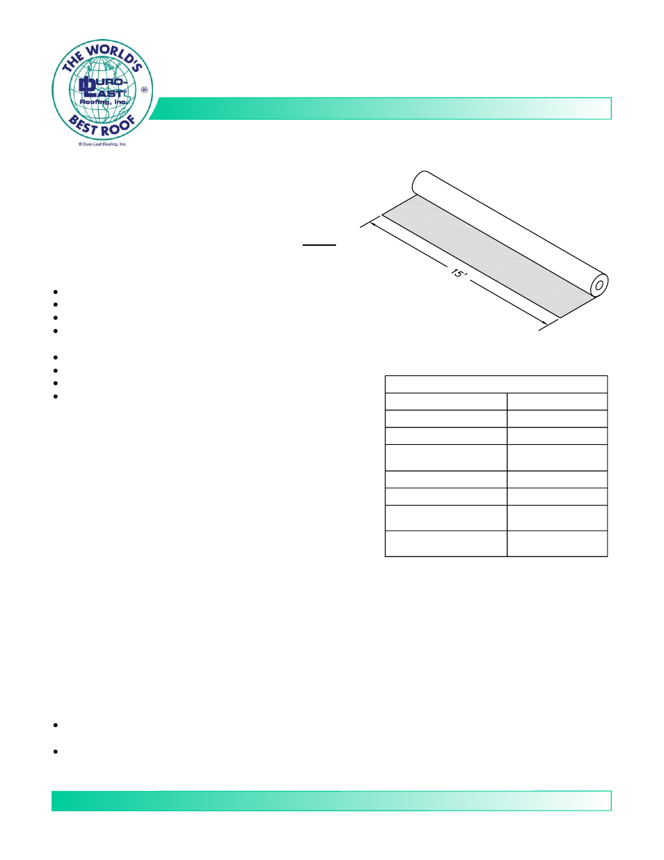 Duro-Last Geotextile Slip Sheet User Manual | 1 page