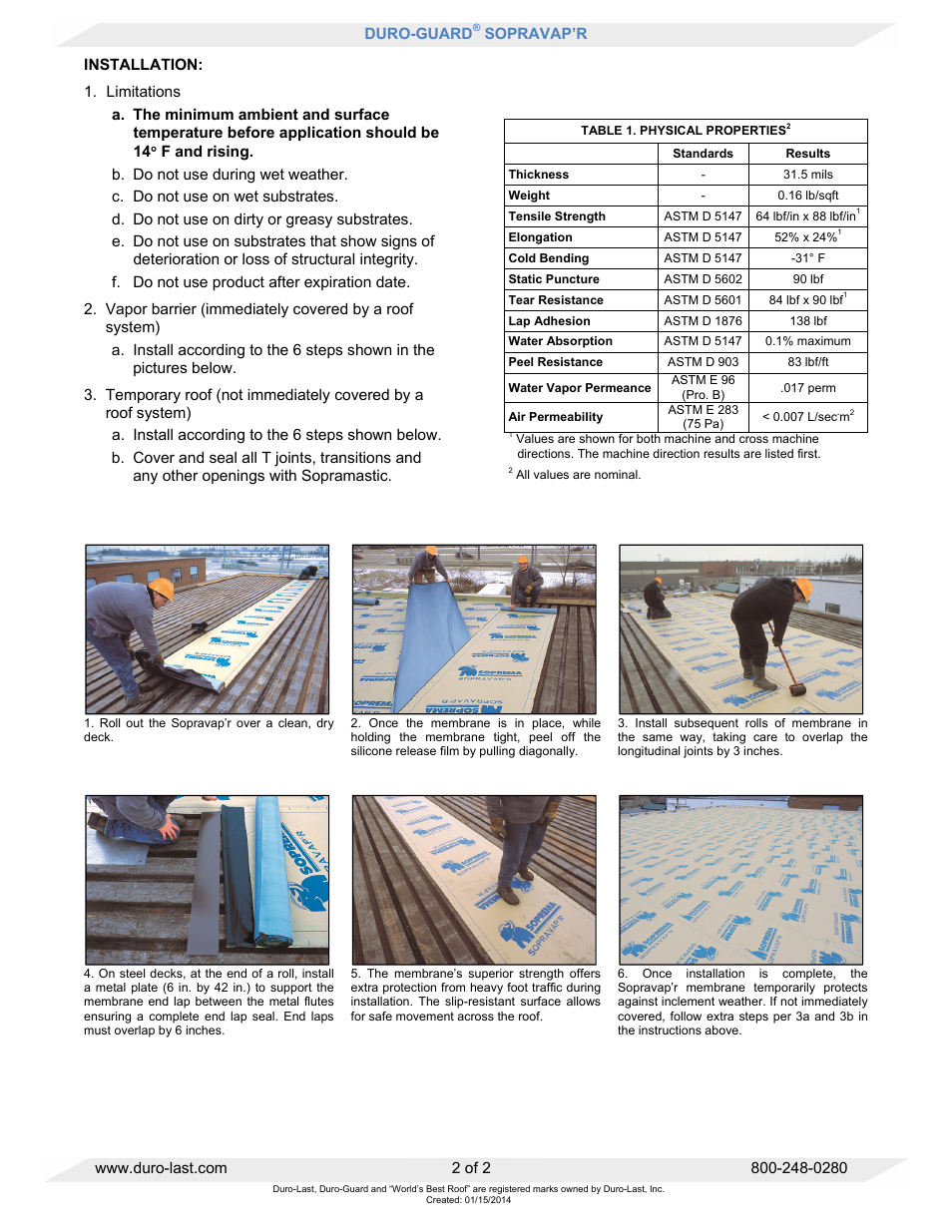 Duro-Last Duro-Guard Sopravap'r User Manual | Page 2 / 2