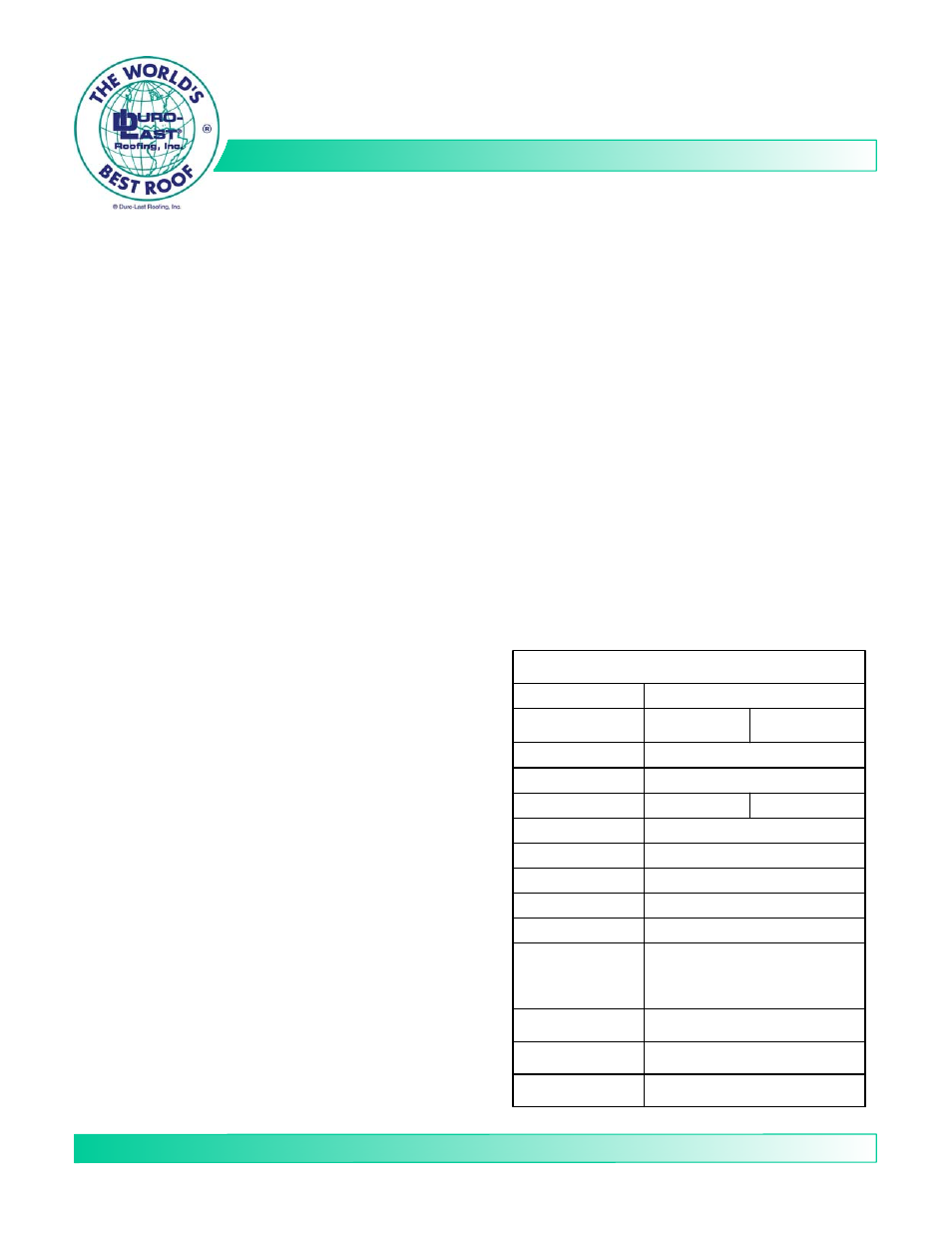 Duro-Last Solvent-Based Adhesive User Manual | 1 page
