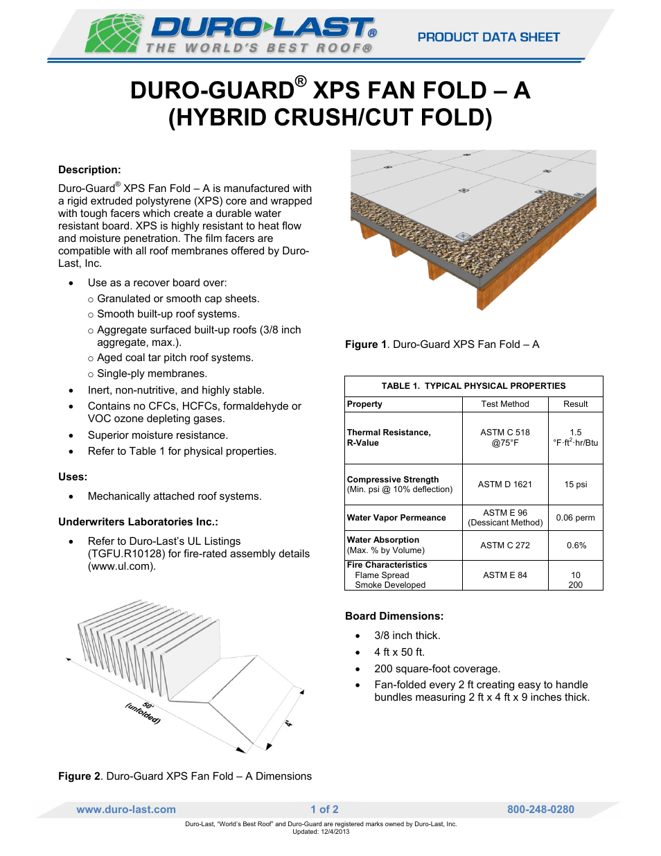 Duro-Last XPS Fan Fold - A (Hybrid Crush_Cut Fold) User Manual | 2 pages