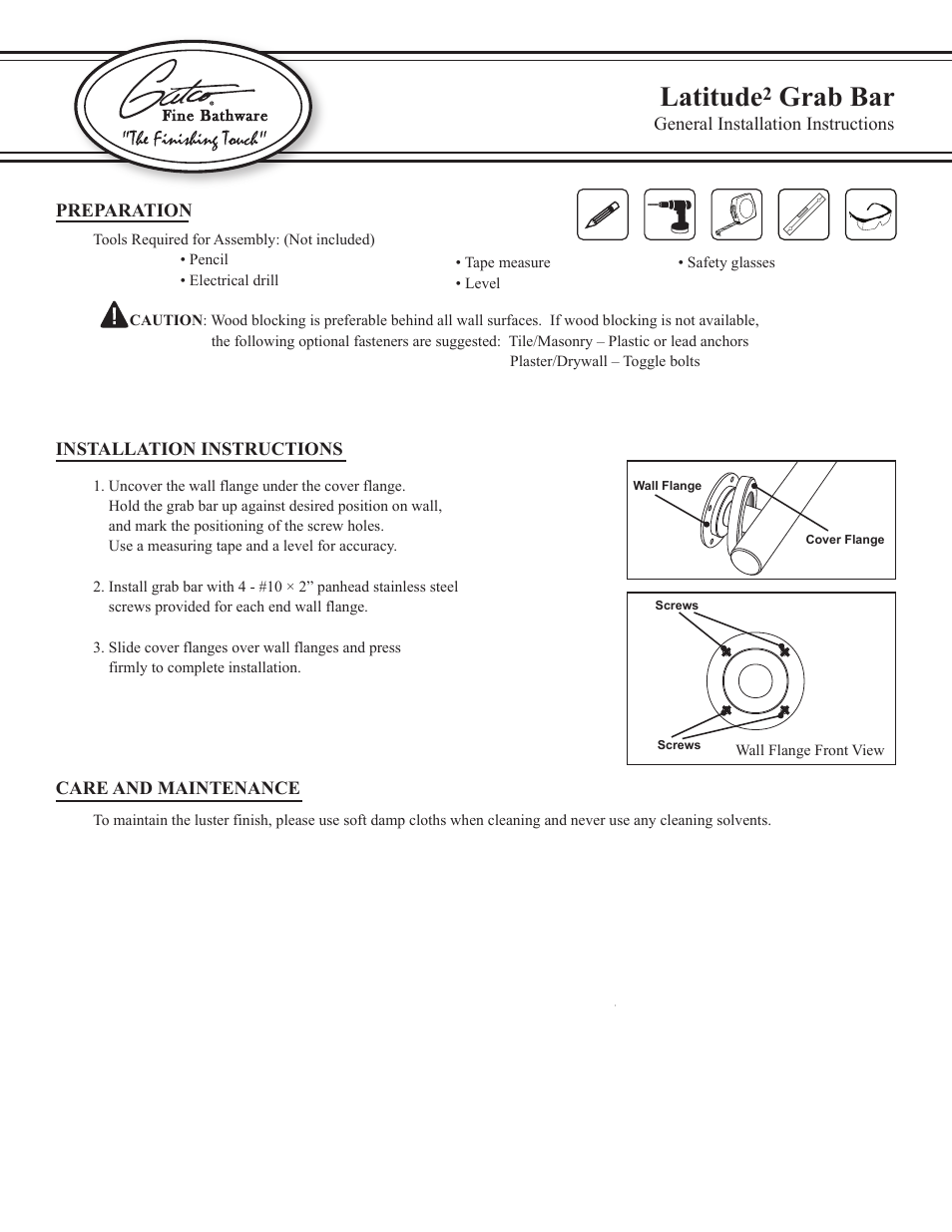 Gatco 850-859-Latitude2 User Manual | 1 page