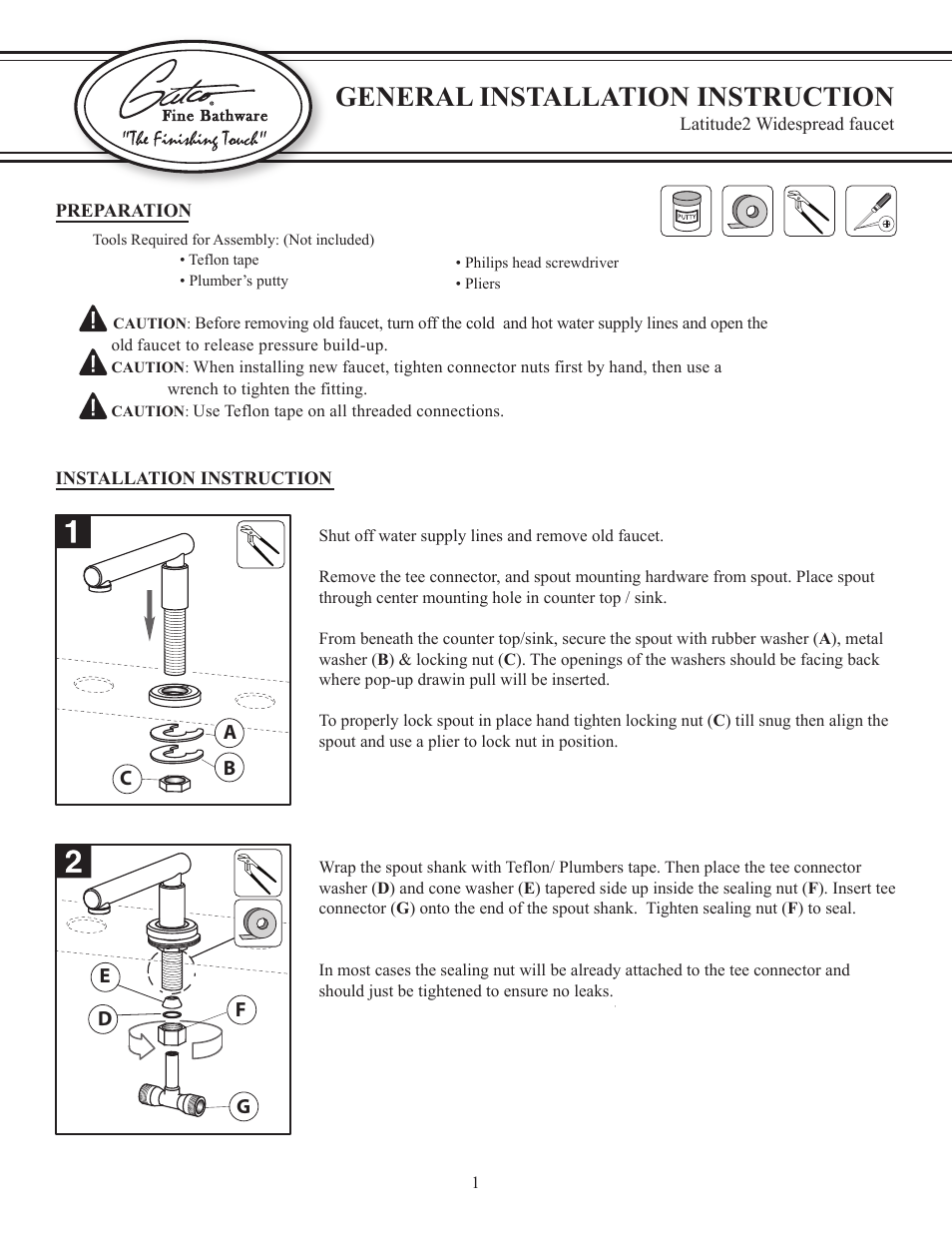 Gatco 6641-Latitude2 8" Widespread Faucet in Chrome User Manual | 2 pages