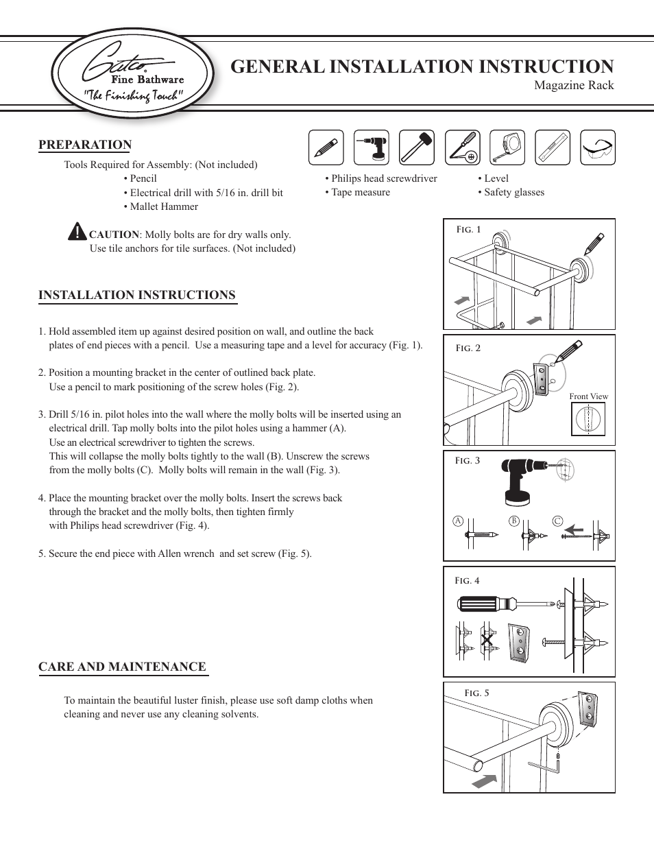 Gatco 1551-Latitude2 Magazine Rack in Chrome User Manual | 1 page