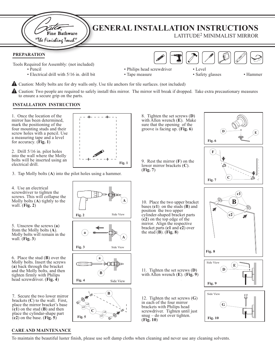 Gatco 1561-Latitude2 Minimalist Mirror in Chrome User Manual | 1 page