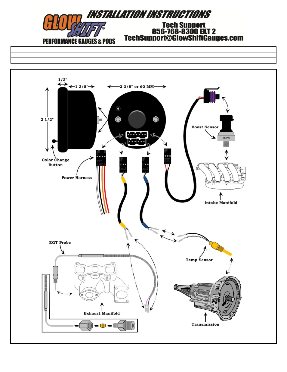 GlowShift 3in1 Diesel Combination Gauge, Temperature User Manual | Page 2 / 3