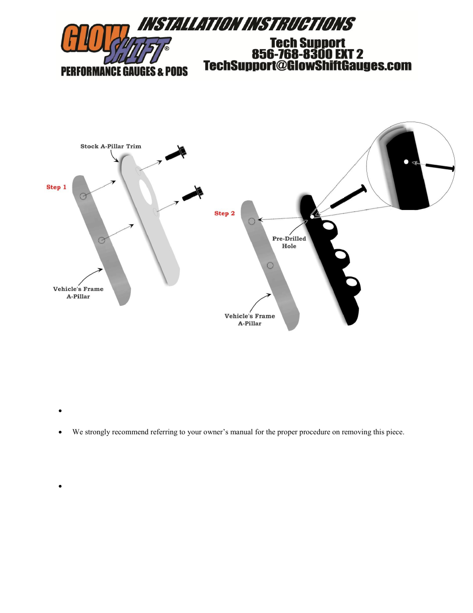 GlowShift 03-09 Dodge Ram Triple Pillar Gauge Pod User Manual | 1 page