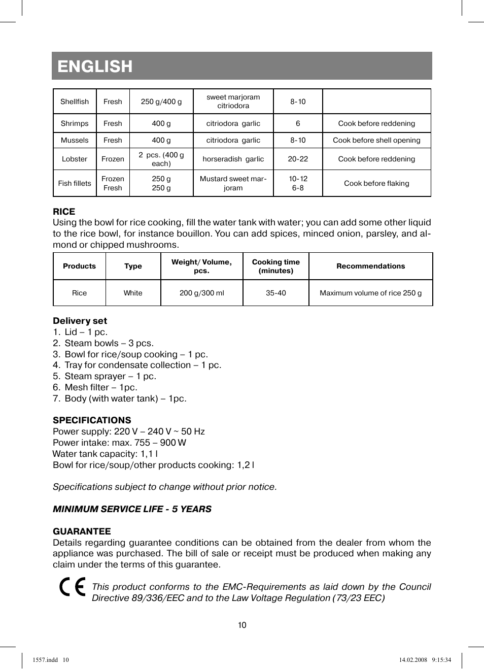 English | Vitek VT-1557 User Manual | Page 10 / 80