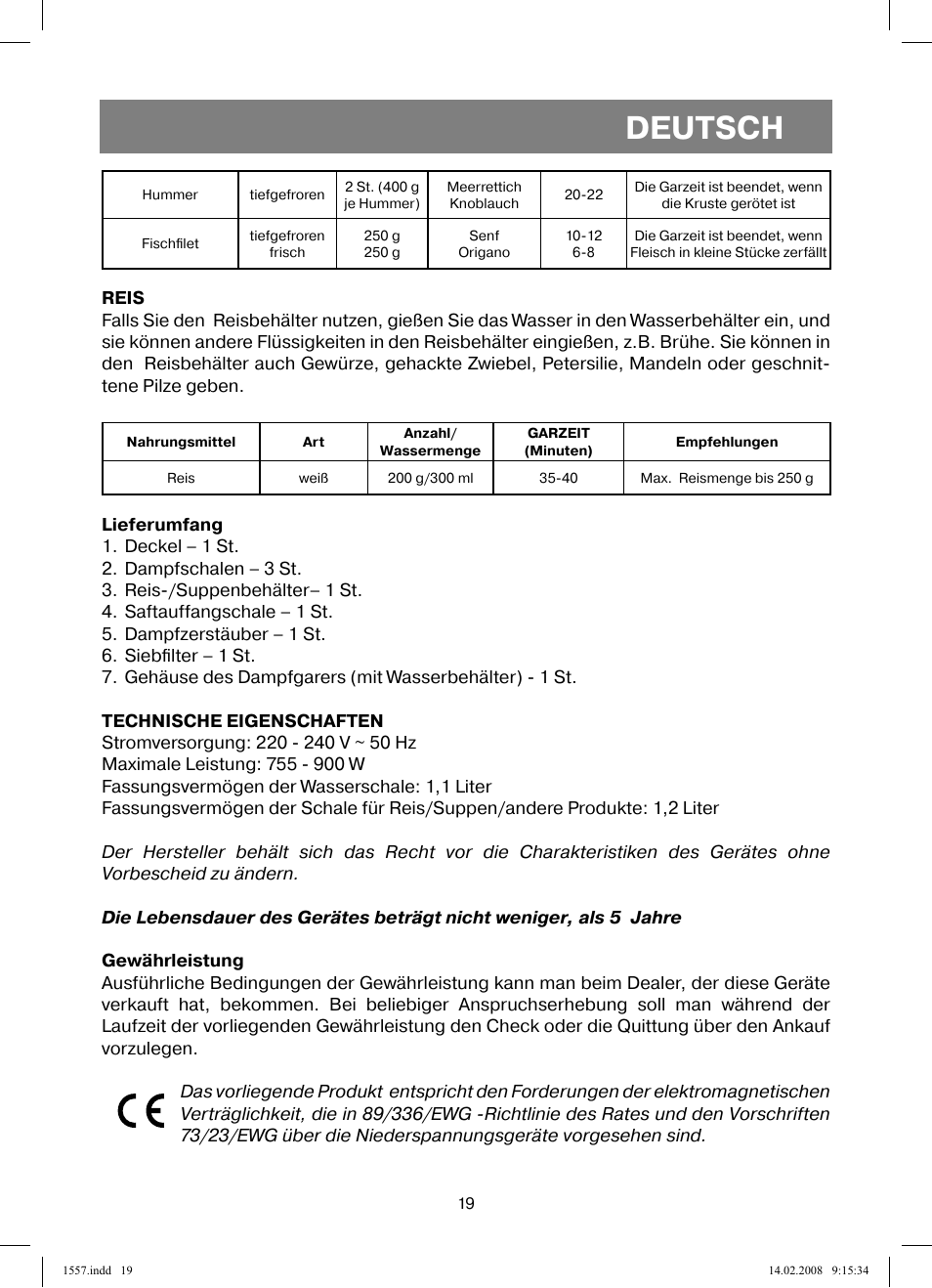 Deutsch | Vitek VT-1557 User Manual | Page 19 / 80