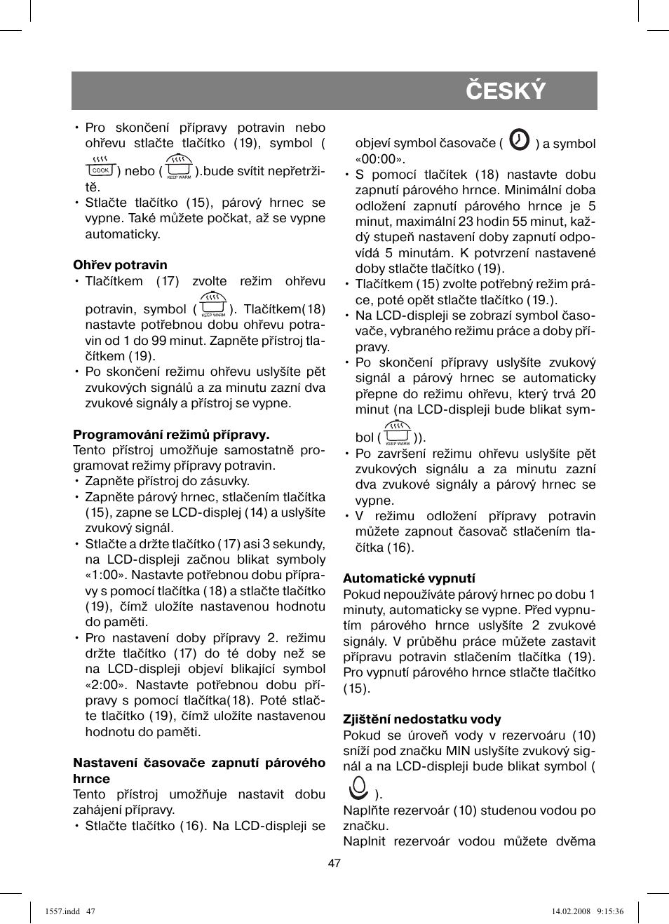 Český | Vitek VT-1557 User Manual | Page 47 / 80