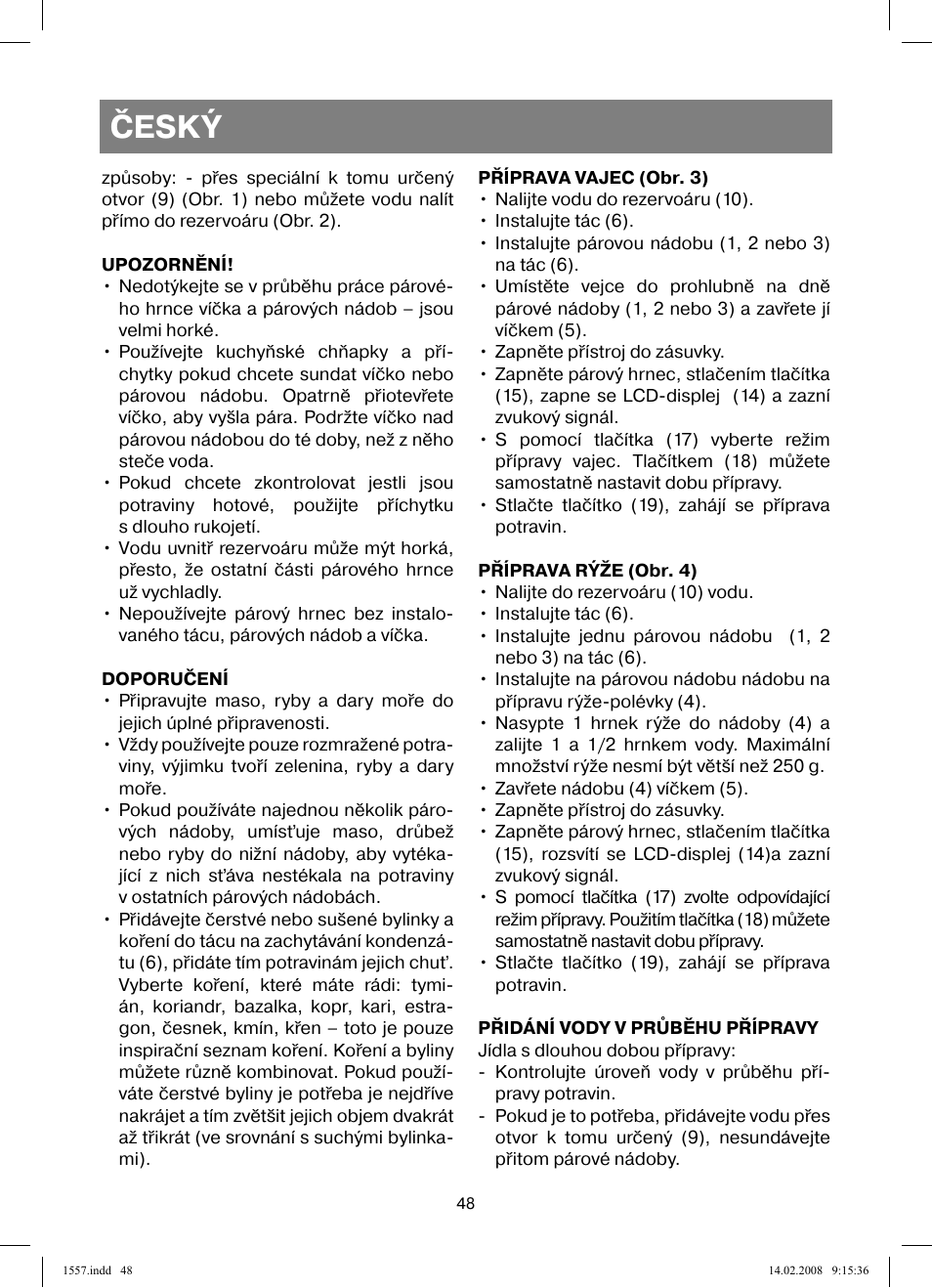 Český | Vitek VT-1557 User Manual | Page 48 / 80