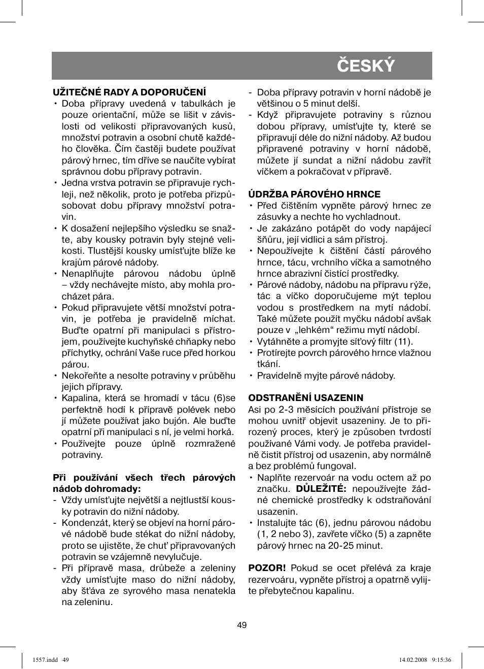 Český | Vitek VT-1557 User Manual | Page 49 / 80