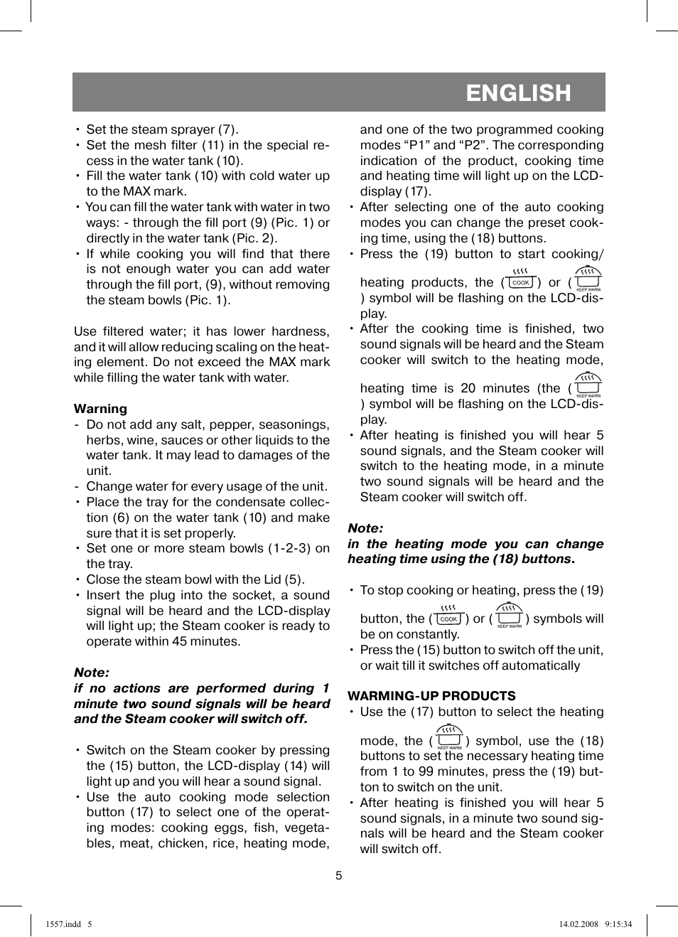English | Vitek VT-1557 User Manual | Page 5 / 80