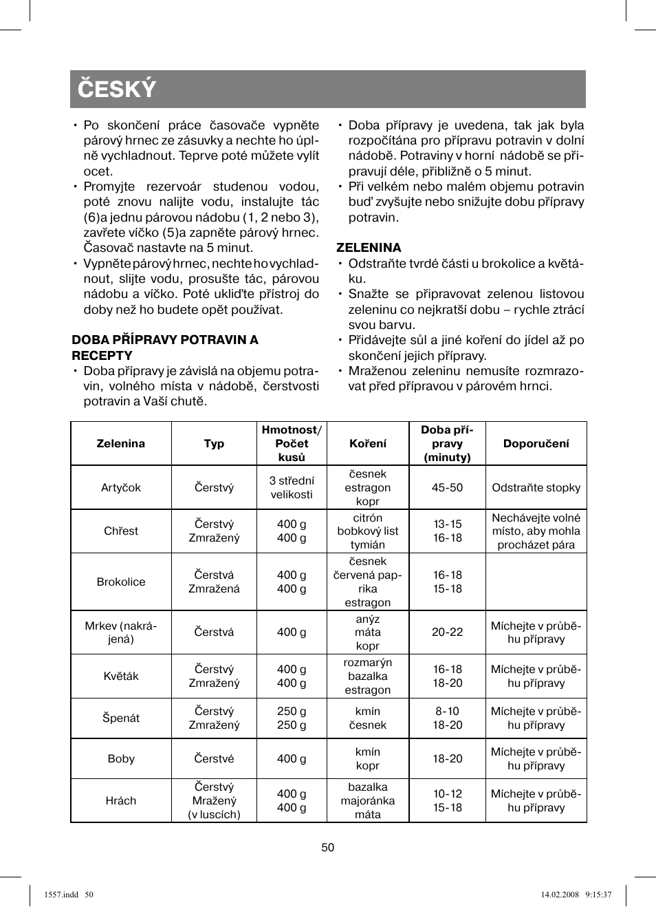 Český | Vitek VT-1557 User Manual | Page 50 / 80