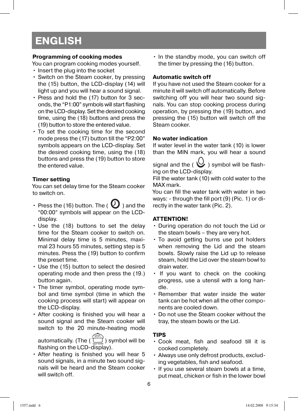 English | Vitek VT-1557 User Manual | Page 6 / 80