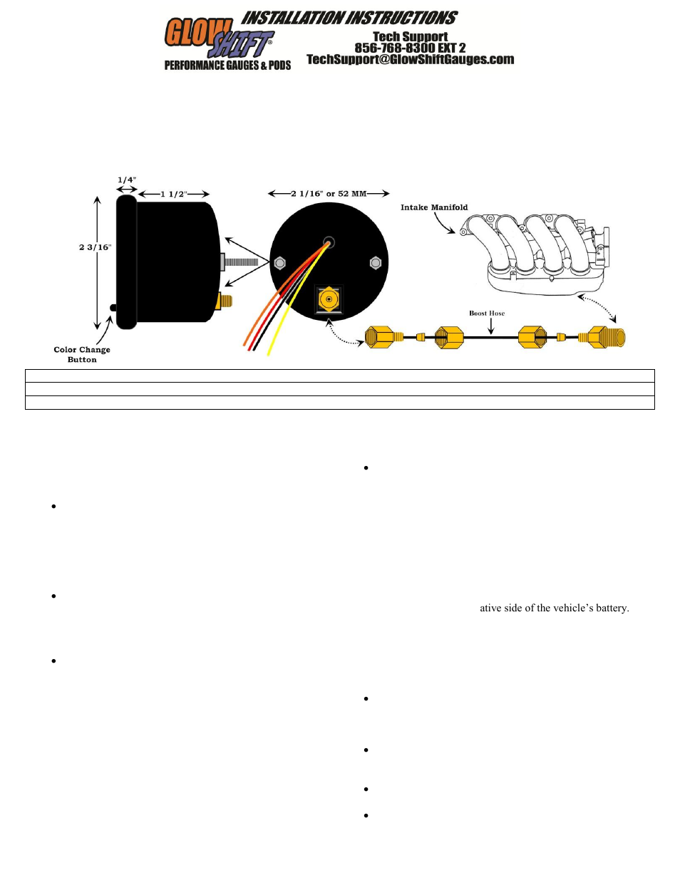 GlowShift 7 Color Series 35 PSI, 60 PSI, 100 PSI Boost Gauge User Manual | 3 pages