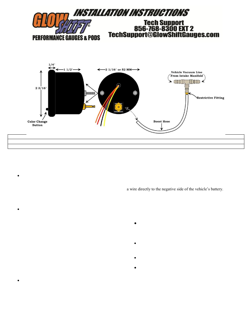 GlowShift 7 Color Series BAR Boost_Vacuum Gauge User Manual | 3 pages