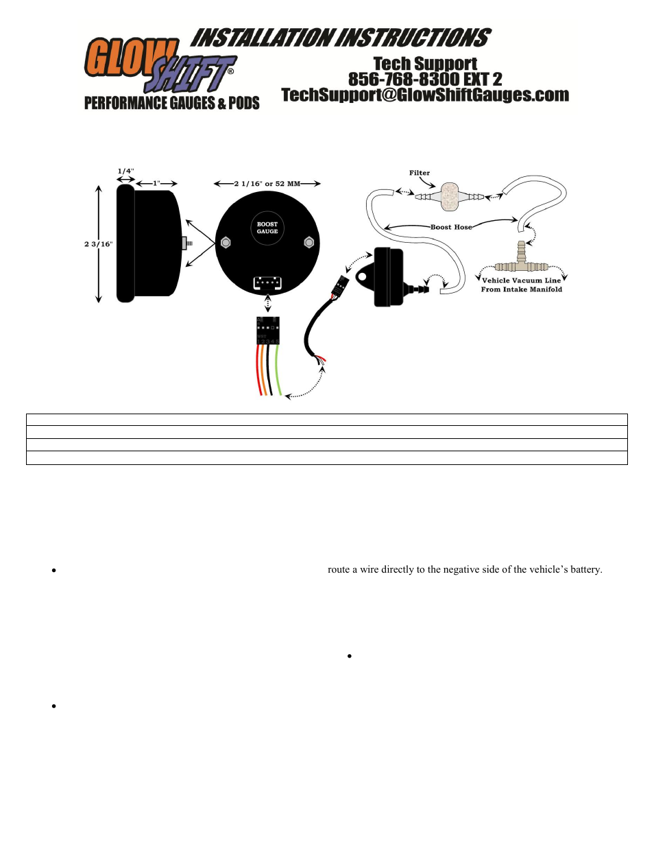 GlowShift Digital Series BAR Boost_Vacuum Gauge User Manual | 3 pages