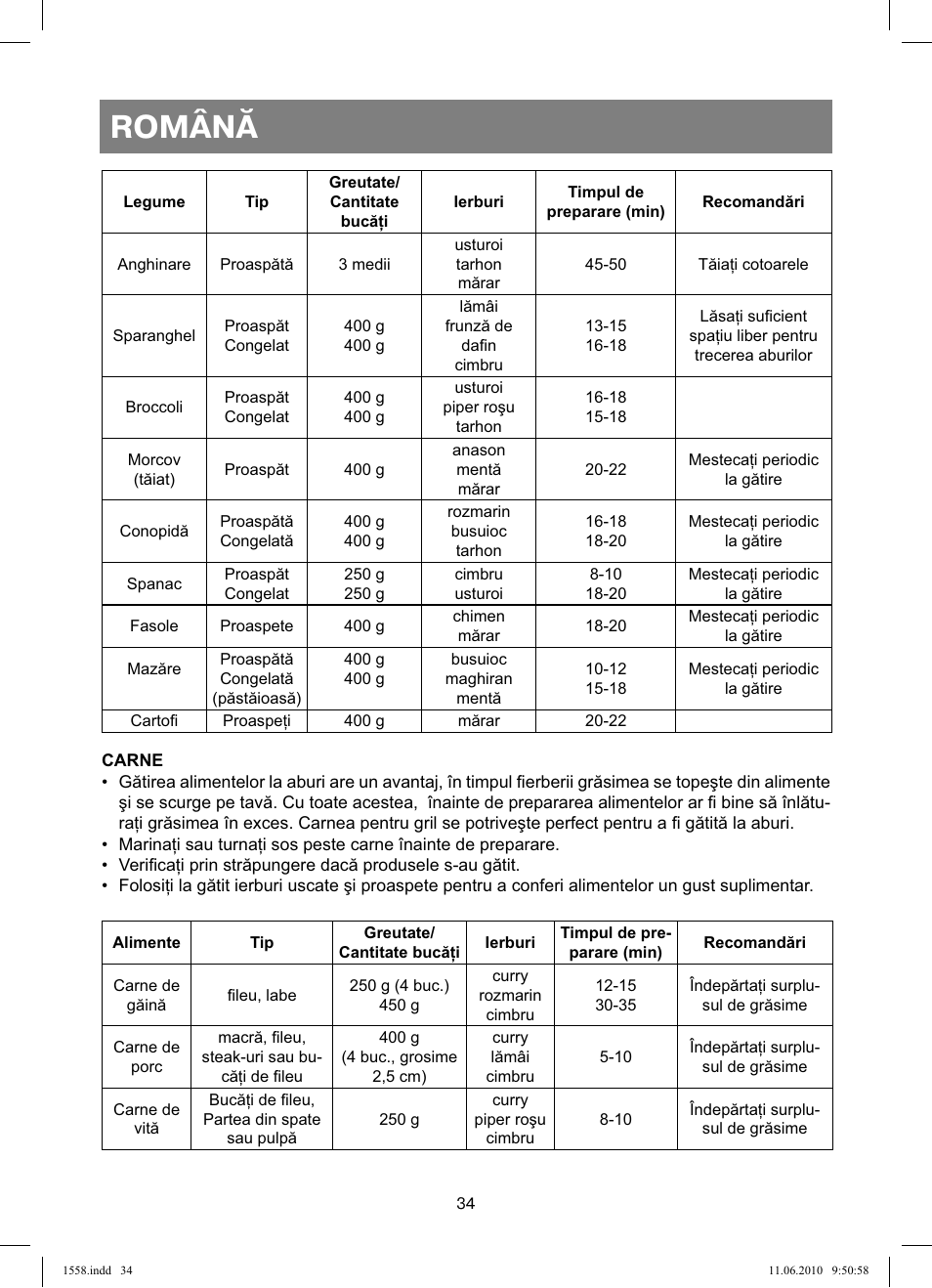 Română | Vitek VT-1558 User Manual | Page 34 / 64
