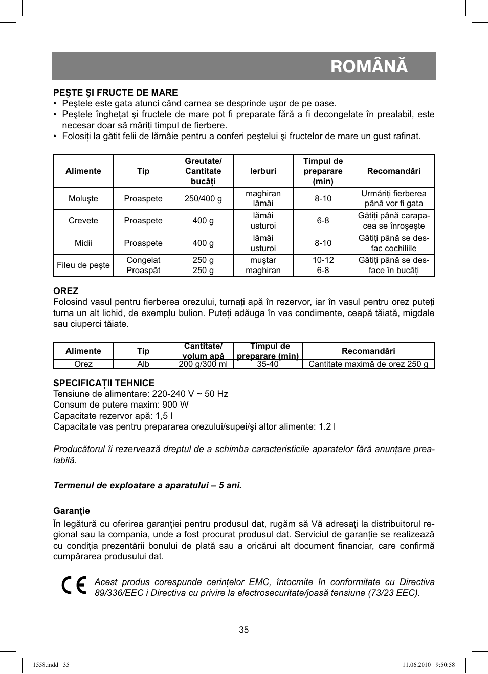 Română | Vitek VT-1558 User Manual | Page 35 / 64