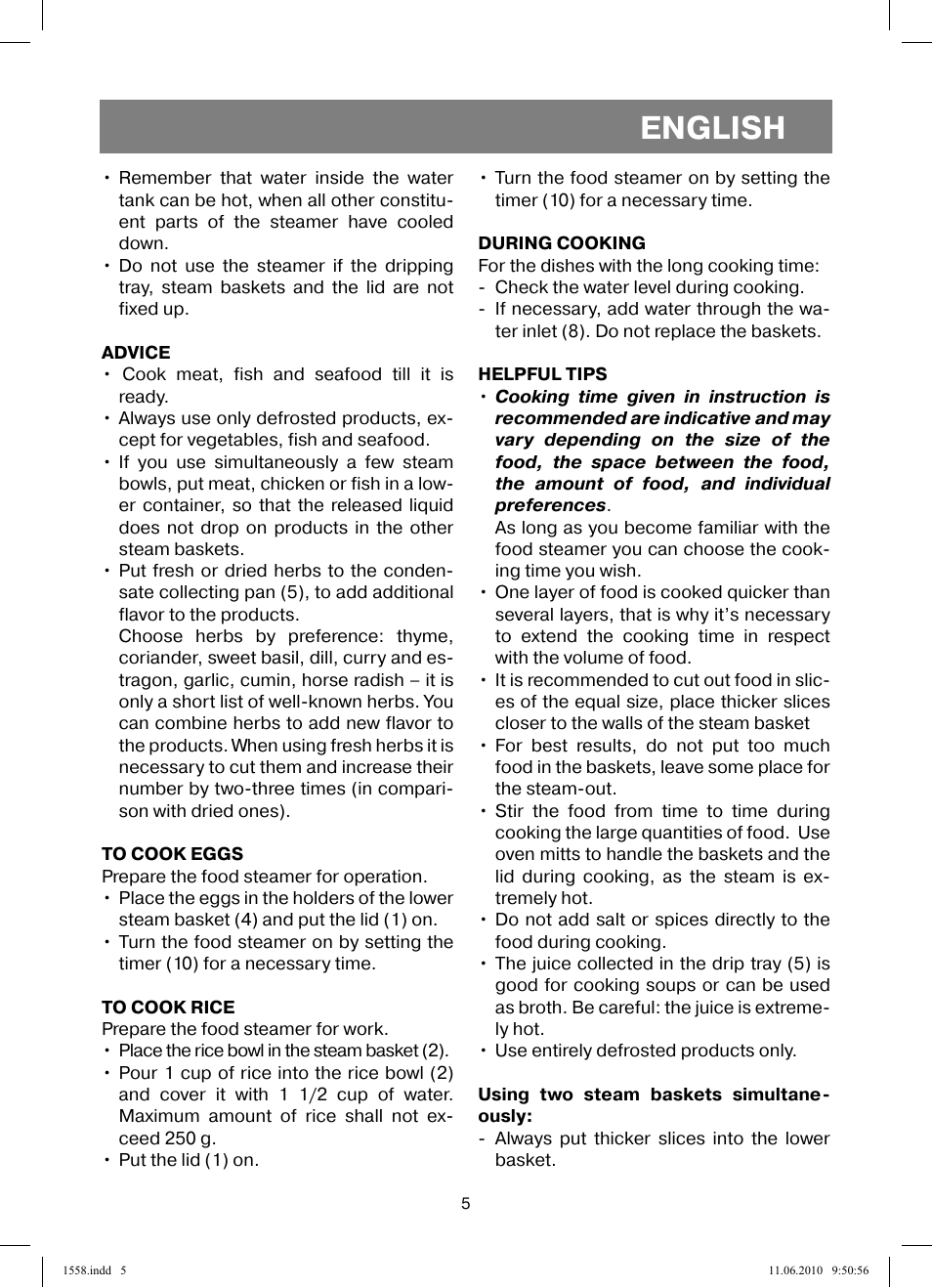 English | Vitek VT-1558 User Manual | Page 5 / 64