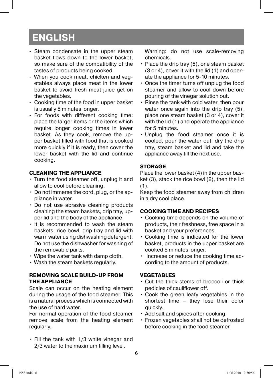 English | Vitek VT-1558 User Manual | Page 6 / 64