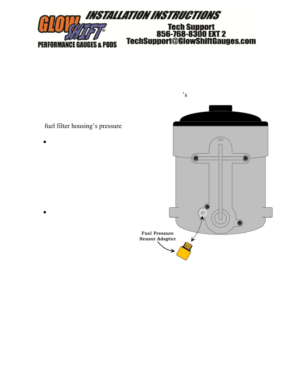 GlowShift Ford Super Duty 6.0 Powerstroke Fuel Pressure Sensor Adapter User Manual | 1 page