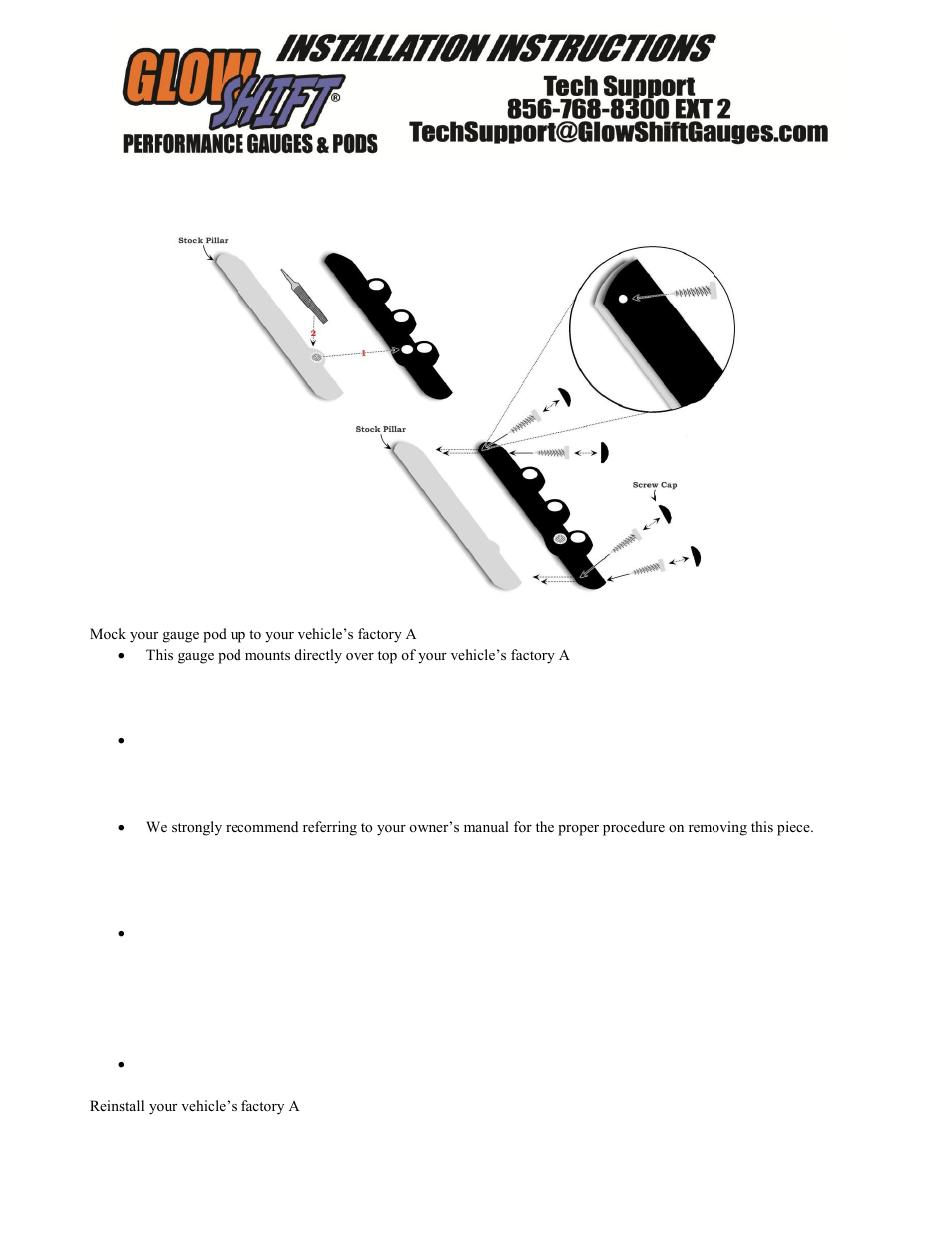 GlowShift 98-02 Dodge Ram Triple Pillar Gauge Pod w_ Speaker User Manual | 1 page