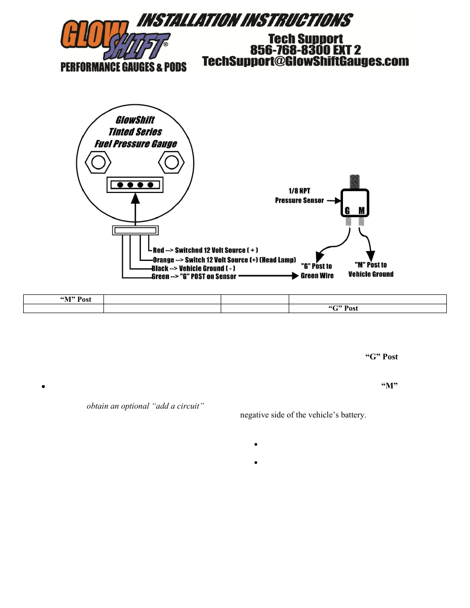 GlowShift Tinted Series Fuel Pressure Gauge User Manual | 3 pages