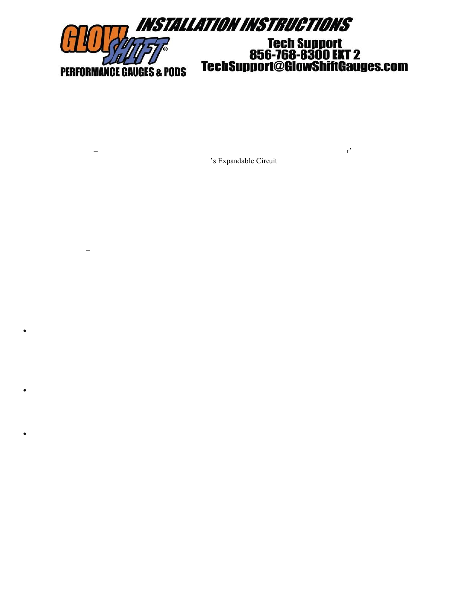 GlowShift 3 Gauge Wiring Kit User Manual | 1 page