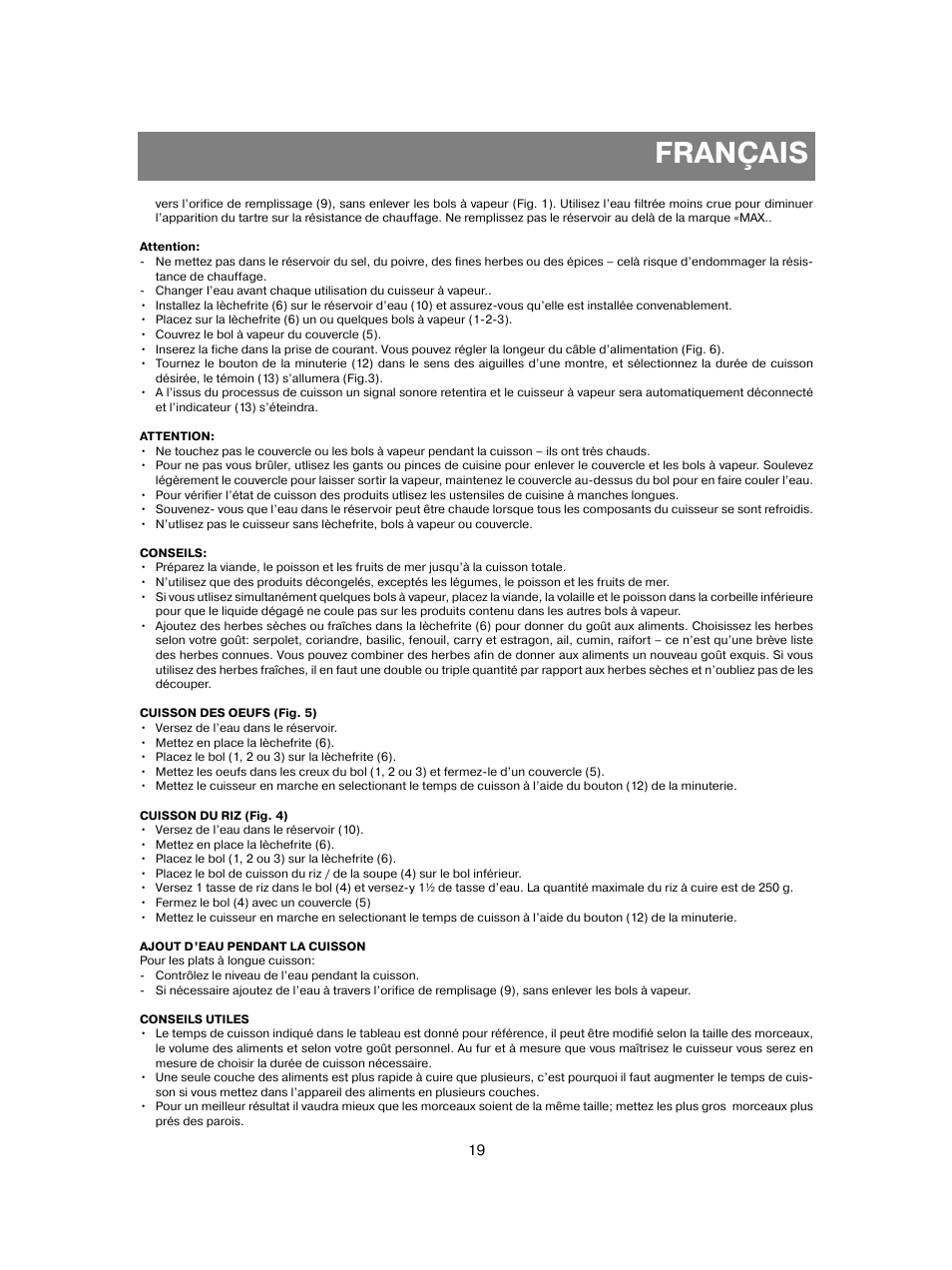 Français | Vitek VT-1551 B User Manual | Page 19 / 68