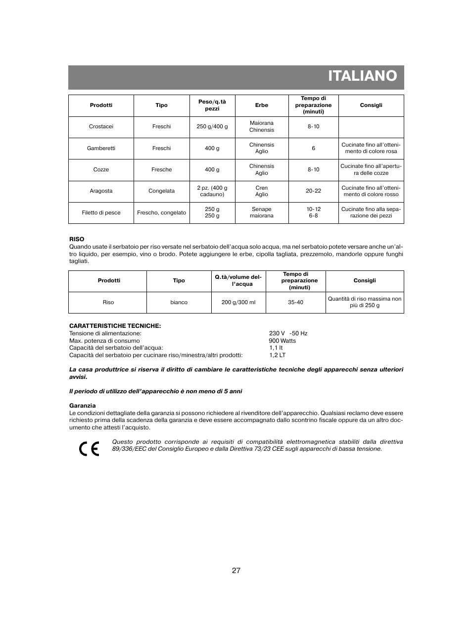 Italiano | Vitek VT-1551 B User Manual | Page 27 / 68