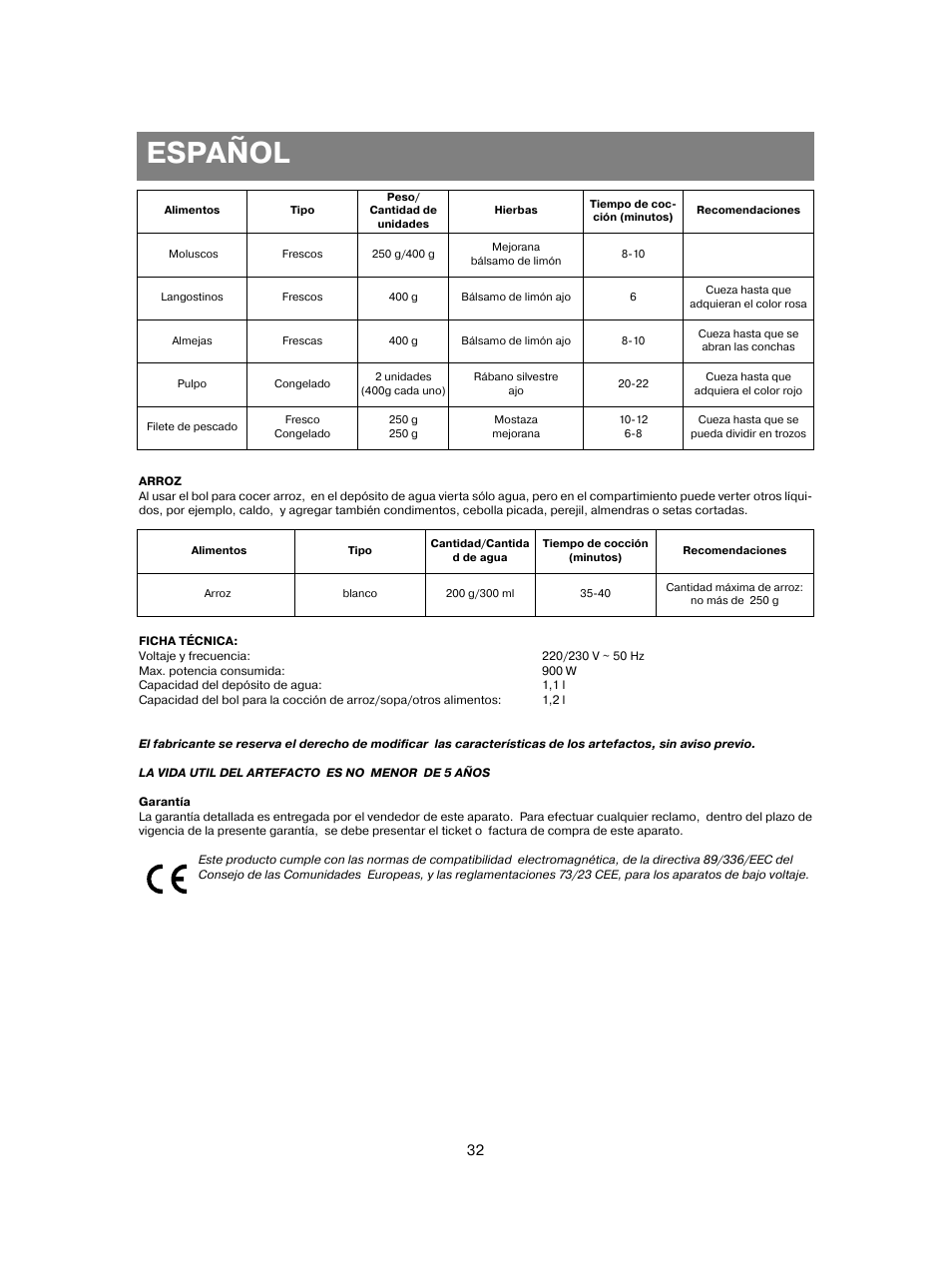 Español | Vitek VT-1551 B User Manual | Page 32 / 68