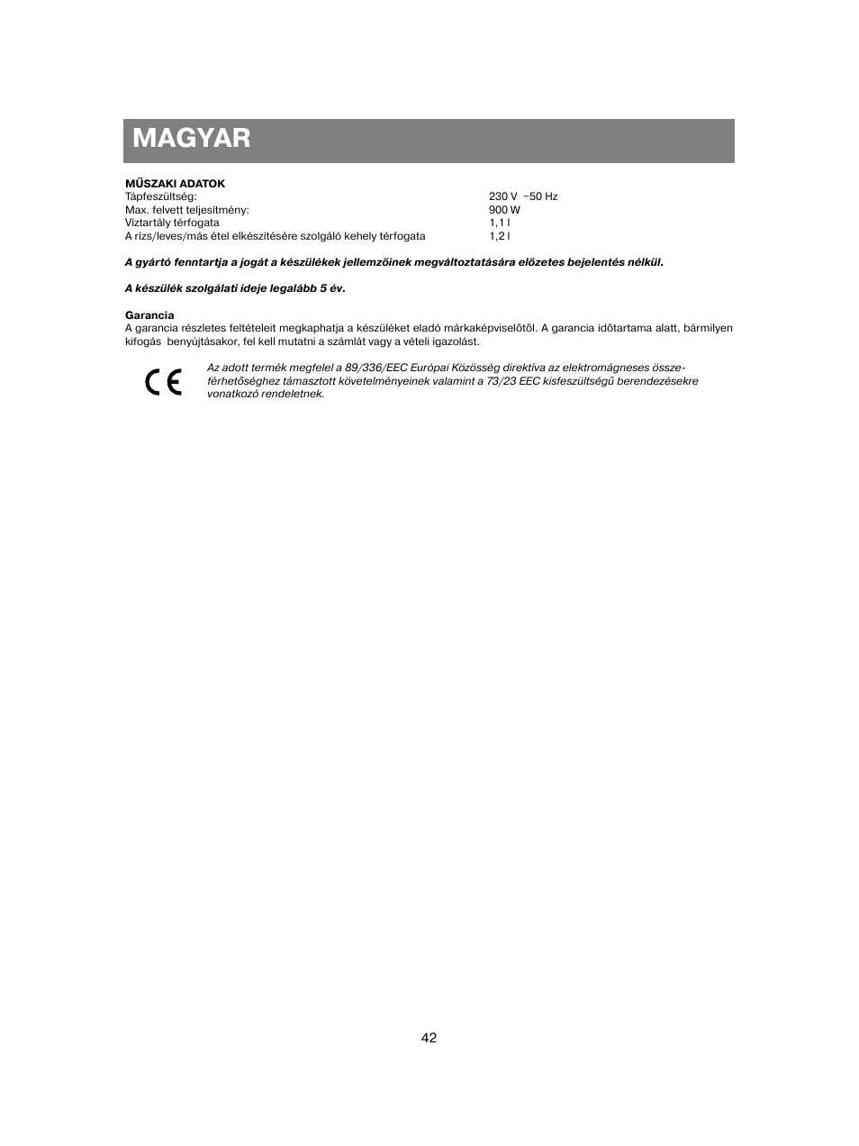Magyar | Vitek VT-1551 B User Manual | Page 42 / 68