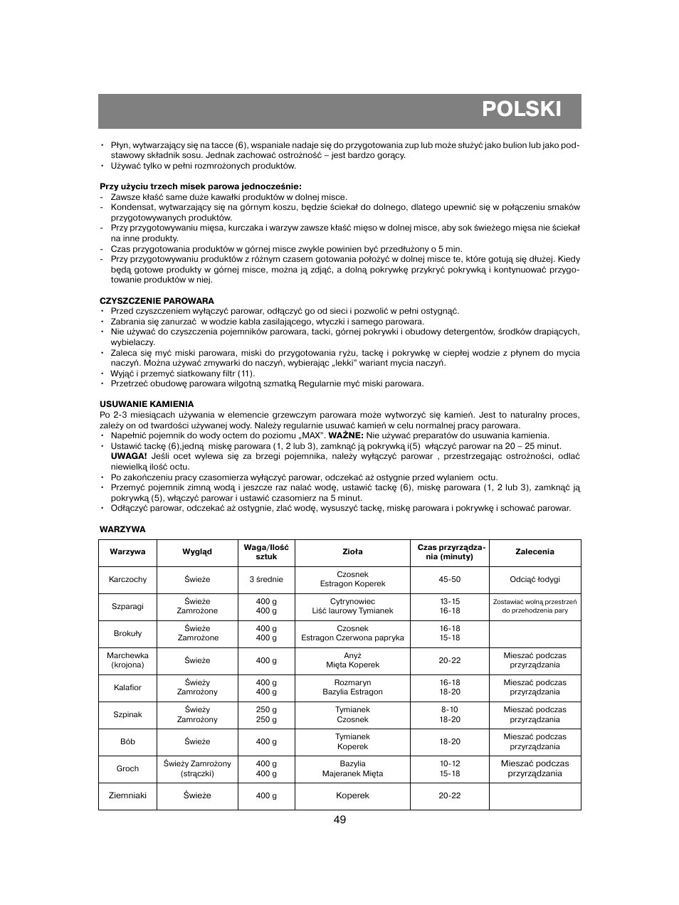 Polski | Vitek VT-1551 B User Manual | Page 49 / 68