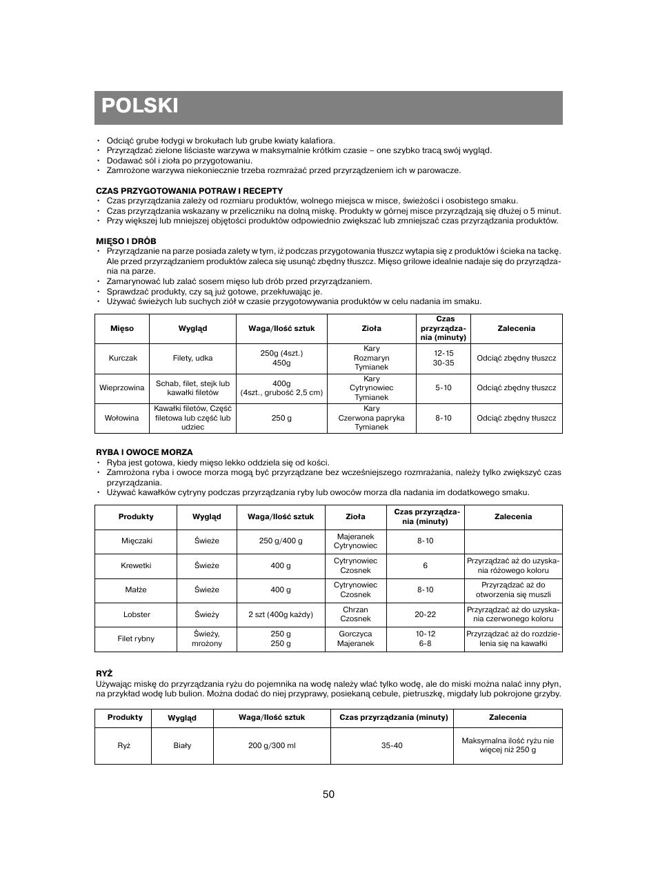 Polski | Vitek VT-1551 B User Manual | Page 50 / 68