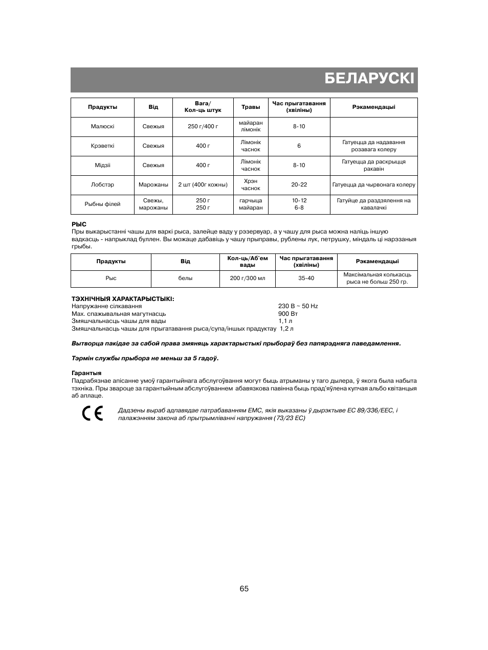 Беларускi | Vitek VT-1551 B User Manual | Page 65 / 68