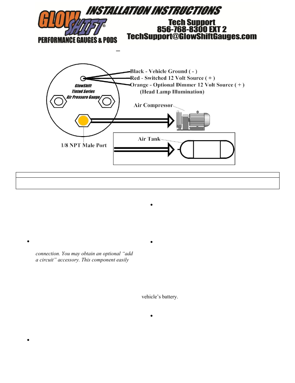 GlowShift Tinted Series 0~200PSI Air Pressure Gauge User Manual | 3 pages