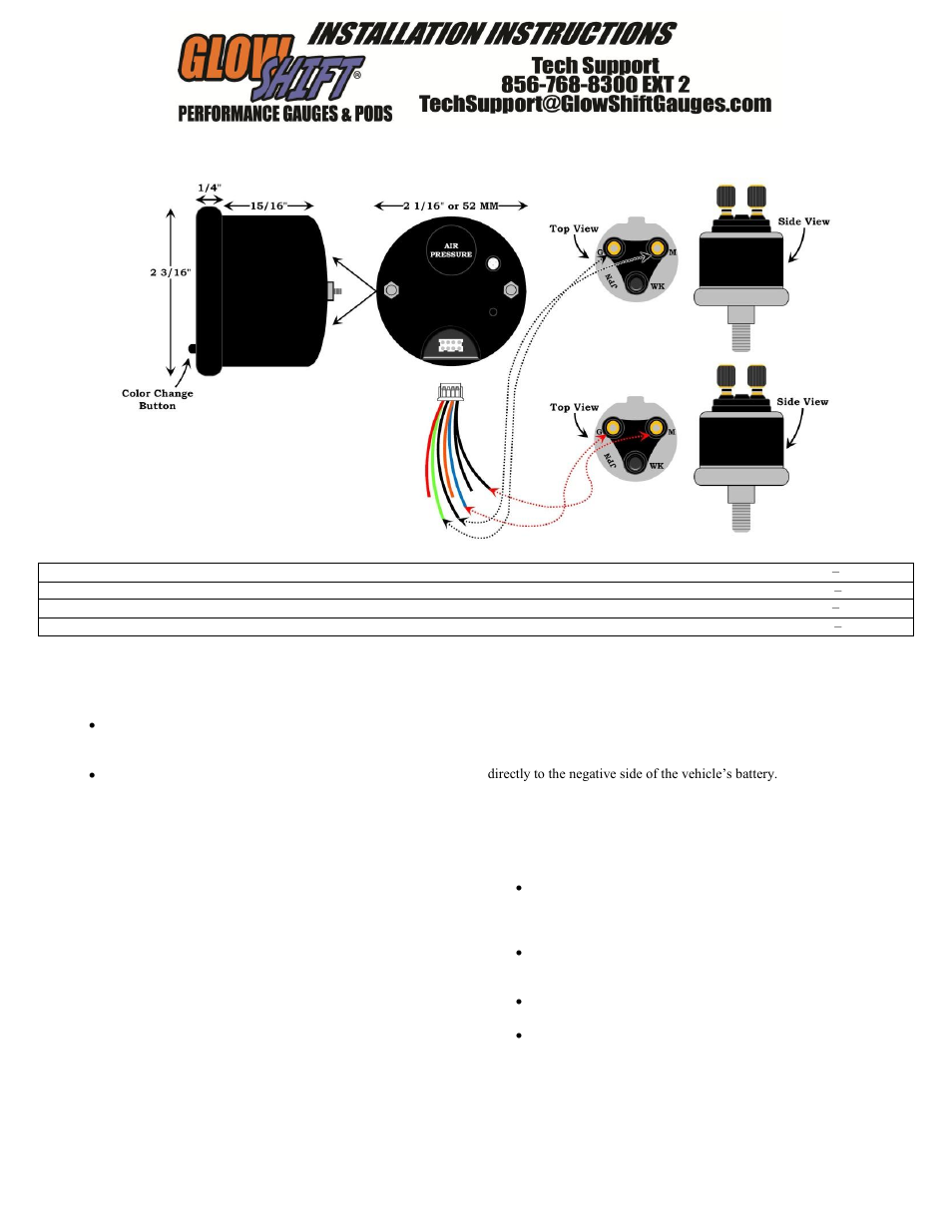 GlowShift 7 Color Series 220 PSI Dual Digital Air Pressure Gauge User Manual | 3 pages