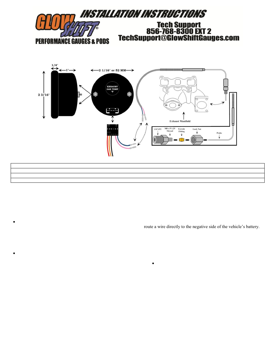 GlowShift Digital Series Pyrometer EGT Gauge User Manual | 3 pages