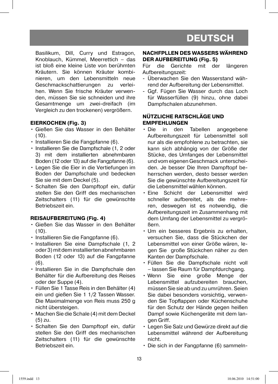 Deutsch | Vitek VT-1559 User Manual | Page 13 / 64