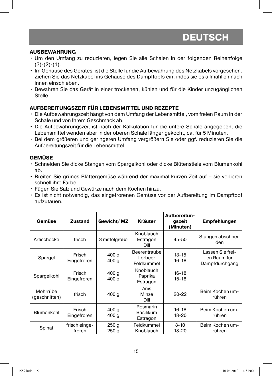 Deutsch | Vitek VT-1559 User Manual | Page 15 / 64