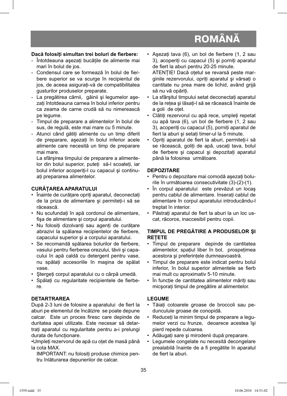 Română | Vitek VT-1559 User Manual | Page 35 / 64