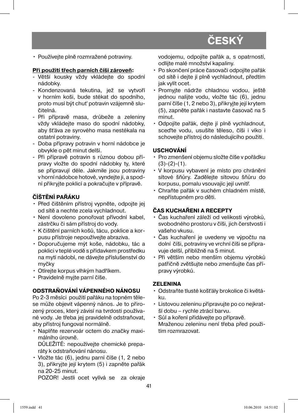 Český | Vitek VT-1559 User Manual | Page 41 / 64