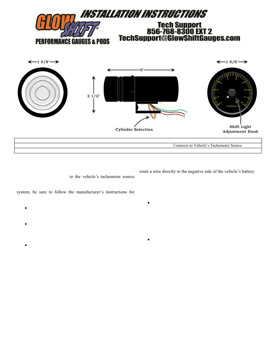GlowShift Adjustable Shift Light User Manual | 2 pages