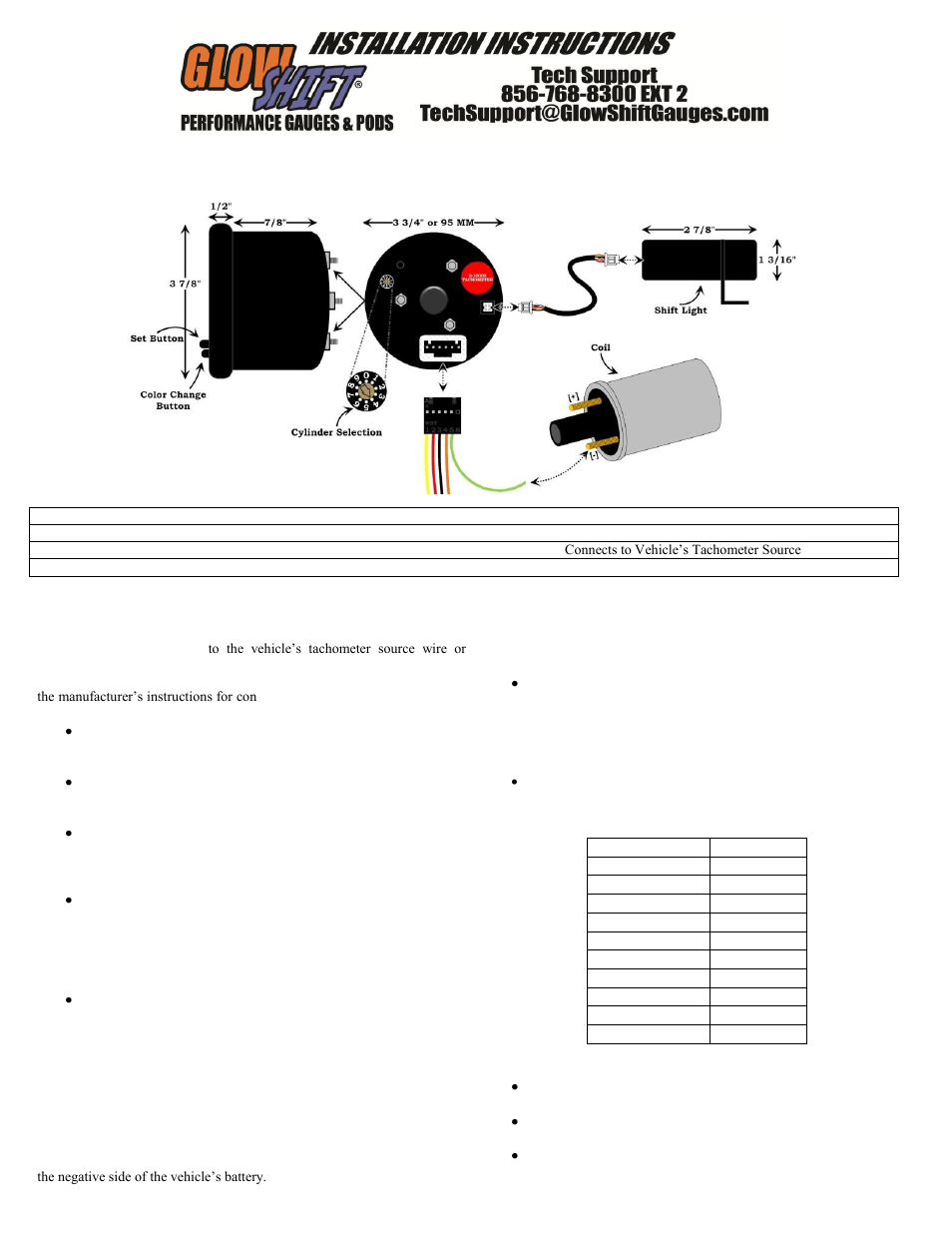 GlowShift 7 Color Series 3,34 Inch In-Dash Tachometer Gauge w_ Shift Light User Manual | 3 pages