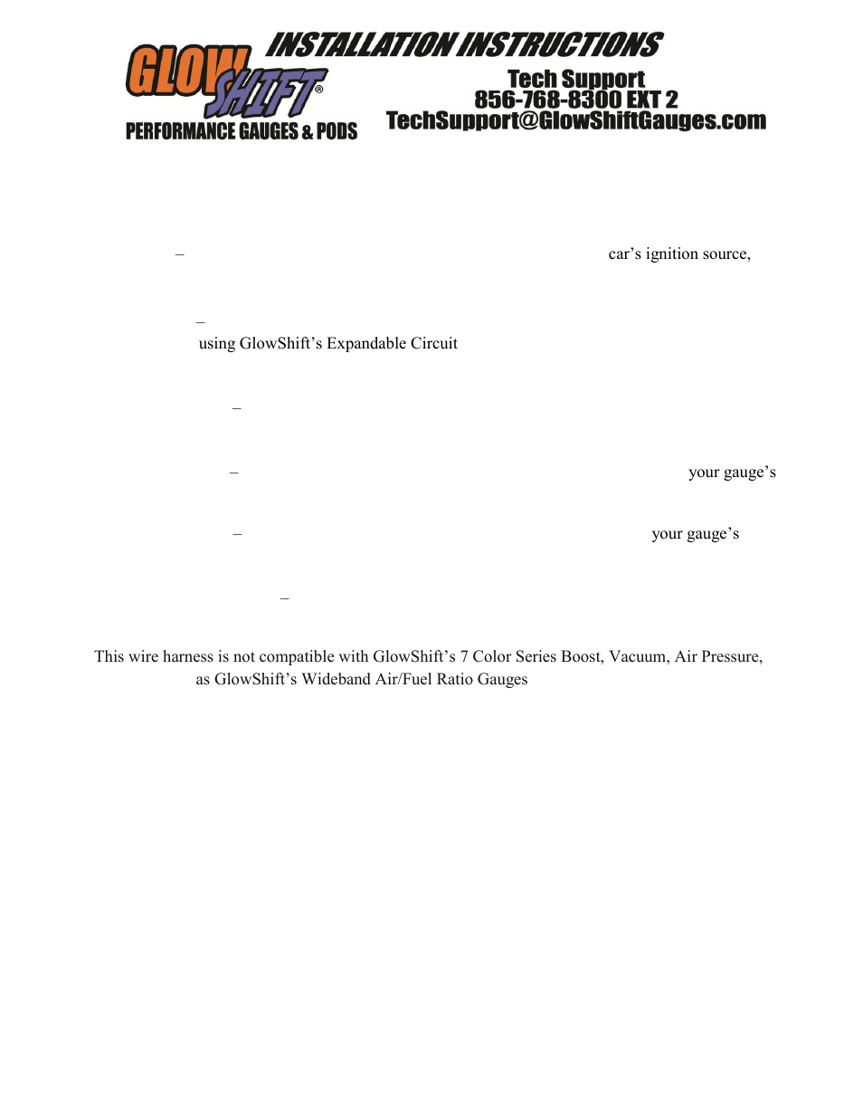 GlowShift 7 Color Series Extended Sensor Wiring Harness User Manual | 1 page